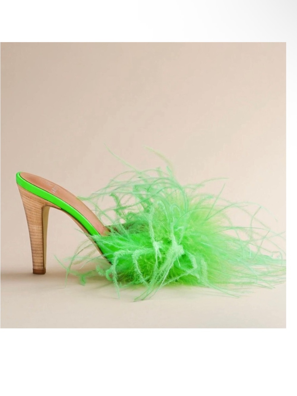 Brother Vellies Green Palms Feather Mules size 6 women
